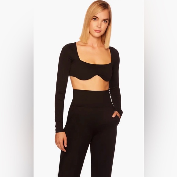 Susana Monaco Black Reverse Sweetheart Crop Top, Size Medium - Picture 6 of 11